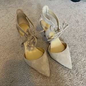 Grey Suede Lace-up Heels